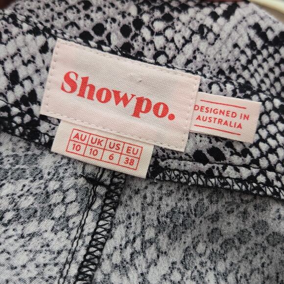 Showpo Black Gray White Snakeskin High Rise Straight Leg Pants Women's 6 - Picture 4 of 6